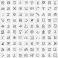 paquete de 100 iconos de líneas universales para móviles y web vector