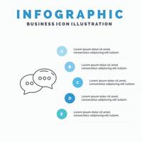 Chat Chatting Conversation Dialogue Line icon with 5 steps presentation infographics Background vector