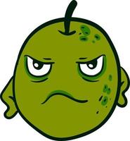 Angry olive, illustration, vector on white background