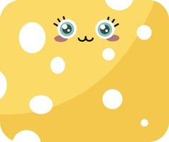 Cute yellow cheese, illustration, vector on white background