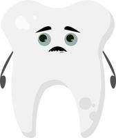 Scared tooth, illustration, vector on white background.