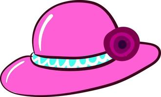 Sombrero de mujer rosa, ilustración, vector sobre fondo blanco.