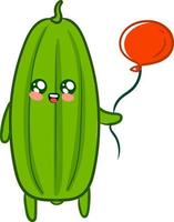Cucumber with balloon, illustration, vector on white background