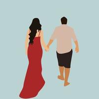 Couples back, illustration, vector on white background.