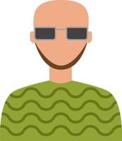 hombre con gafas de sol y camisa verde, ilustración, sobre un fondo blanco. vector