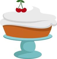 Cake on a plate, illustration, vector on white background