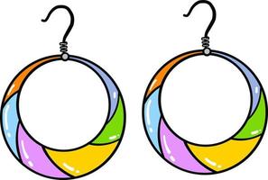 Colorful earrings, illustration, vector on white background.
