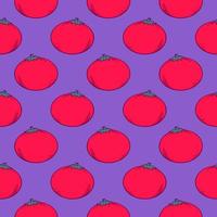 Fresh red tomato , seamless pattern on a purple background. vector