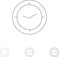 Watch Time Timer Clock Bold and thin black line icon set vector