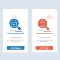 Search Research Lock Internet  Blue and Red Download and Buy Now web Widget Card Template vector