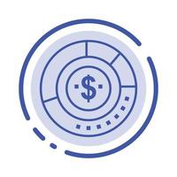 Diagram Analysis Budget Chart Finance Financial Report Statistics Blue Dotted Line Line Icon vector