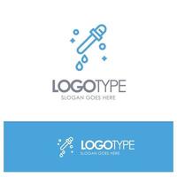 Dropper Pipette Science Blue outLine Logo with place for tagline vector