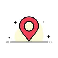 Map Location Pin World  Business Flat Line Filled Icon Vector Banner Template