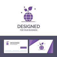 Creative Business Card and Logo template Growth Eco Friendly Globe Vector Illustration