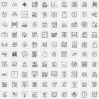 paquete de 100 iconos de líneas universales para móviles y web vector