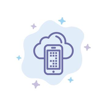 Cloud Computing Mobile Cell Blue Icon on Abstract Cloud Background vector