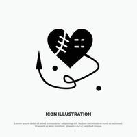 Sewing Heart Broken Heart Heart  solid Glyph Icon vector