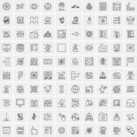 paquete de 100 iconos de líneas universales para móviles y web vector