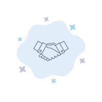 Handshake Agreement Business Hands Partners Partnership Blue Icon on Abstract Cloud Background vector