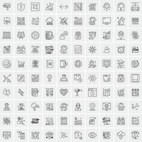 paquete de 100 iconos de líneas universales para móviles y web vector