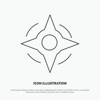 Compass Navigation Way Line Icon Vector