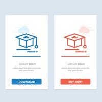 Cap Education Graduation  Blue and Red Download and Buy Now web Widget Card Template vector