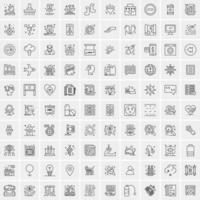 paquete de 100 iconos de líneas universales para móviles y web vector