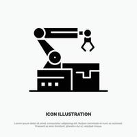 Automated Robotic Arm Technology solid Glyph Icon vector