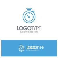 Compass Timer Time Hotel Blue Logo Line Style vector