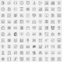 paquete de 100 iconos de líneas universales para móviles y web vector