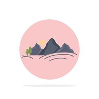 colina paisaje naturaleza montaña sol color plano icono vector