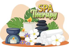 Spa therapy text with spa objects vector