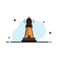 Lighthouse House Light Beach Ocean  Business Flat Line Filled Icon Vector Banner Template