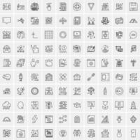 paquete de 100 iconos de líneas universales para móviles y web vector