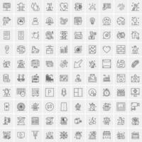 paquete de 100 iconos de líneas universales para móviles y web vector