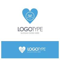 Ecology Environment Favorite Heart Like Blue Solid Logo with place for tagline vector