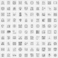 Pack of 100 Universal Line Icons for Mobile and Web vector