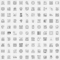 paquete de 100 iconos de líneas universales para móviles y web vector