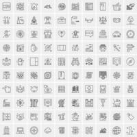 paquete de 100 iconos de líneas universales para móviles y web vector