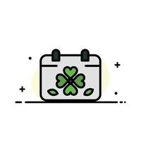 Calendar Clover Day Leaf Patrick  Business Flat Line Filled Icon Vector Banner Template