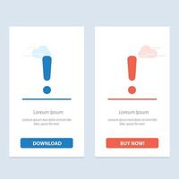 alerta peligro señal de advertencia azul y rojo descargar y comprar ahora plantilla de tarjeta de widget web vector
