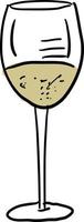 White wine in glass, illustration, vector on white background.