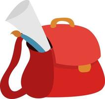 Schoolbag, illustration, vector on white background.