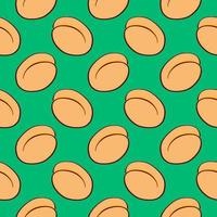 Ripe apricot, seamless pattern on green background. vector