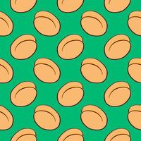 Ripe apricot, seamless pattern on green background. vector