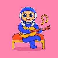 lindo personaje, ilustración de astronauta, astronauta tocando la guitarra, astronauta cantando, adecuado para las necesidades de los elementos de las redes sociales, publicación, flayer, libro infantil, etc. vector