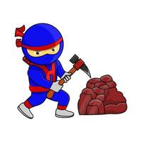 ninja illustration, cute character ninja, suitable for children's book needs, social media elements and etc... vector