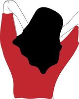 A back of a girl with red shirt, vector or color illustration.
