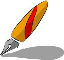 A fountain pen with red and orange color, vector or color illustration.