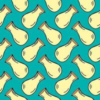 Yellow vase ,seamless pattern on blue background. vector